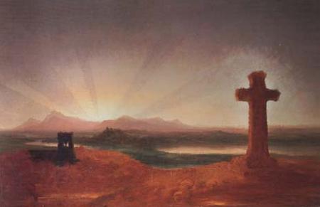 Thomas Cole Unfinished Landscape (The Cross at Sunset) (mk13) France oil painting art